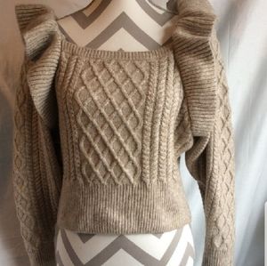 ISO!!! H&M DARK TAN RUFFLE DETAIL SWEATER SIZE LARGE